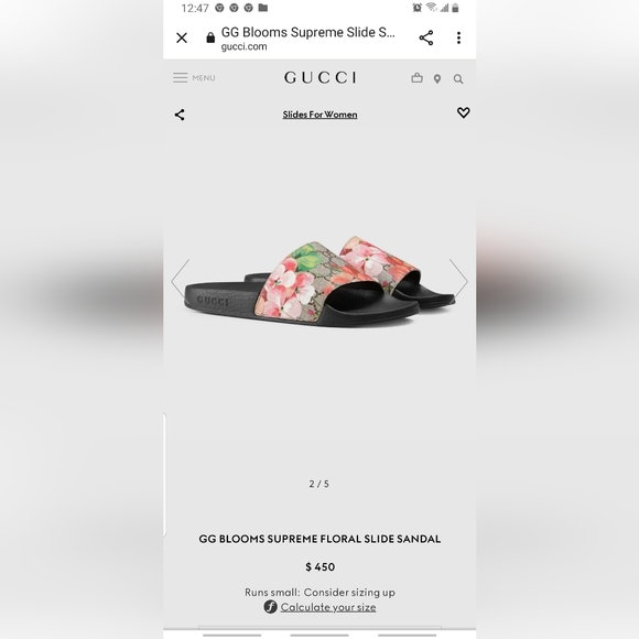 Gucci floral slide sandal 38